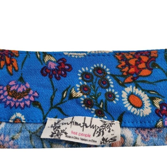 Intimately Free People Bodysuit Small Blue She’s Dainty Blue Floral Blouse Boho - Picture 4 of 12